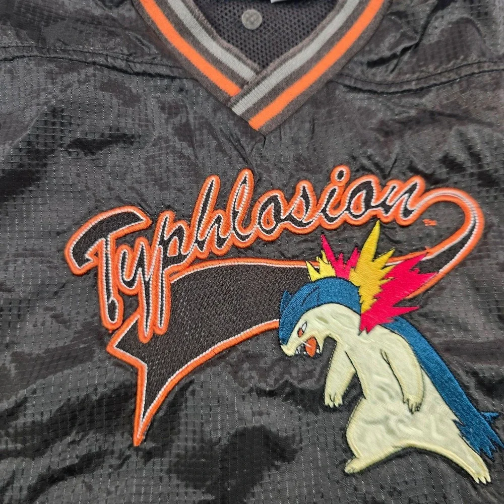 Vintage Pokemon Windbreaker Jacket Youth 5 Black Typhlosion Pullover 90s